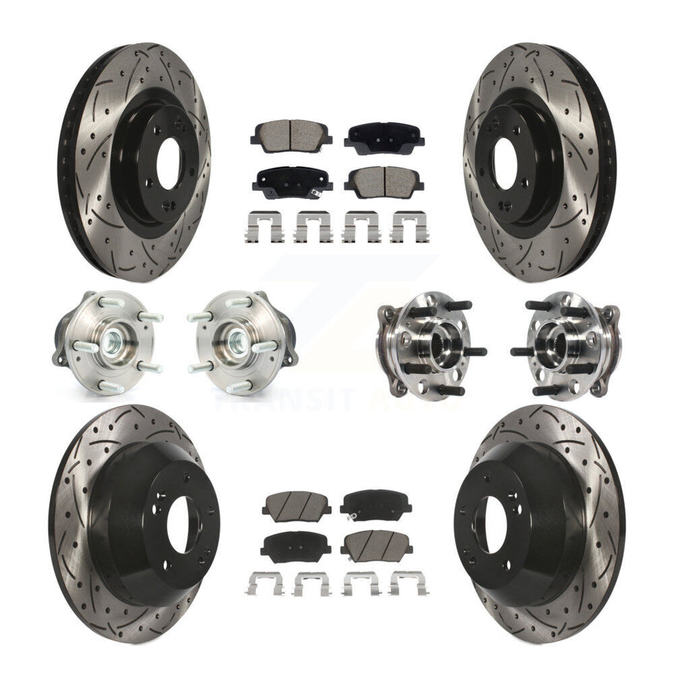 Front Rear Hub Bearing Coated Disc Brake Rotor Pads Kit (10Pc) For Hyundai Santa Fe Sport KBB-128875