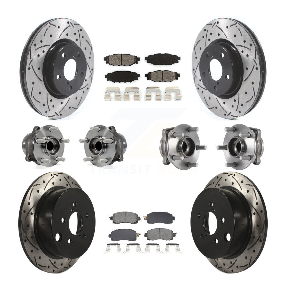 Front Rear Hub Bearings Coated Disc Brake Rotors And Pads Kit (10Pc) For Subaru Impreza KBB-128883