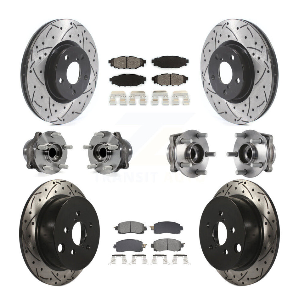 Front Rear Hub Bearings Coated Disc Brake Rotors And Pads Kit (10Pc) For Subaru Impreza KBB-128883