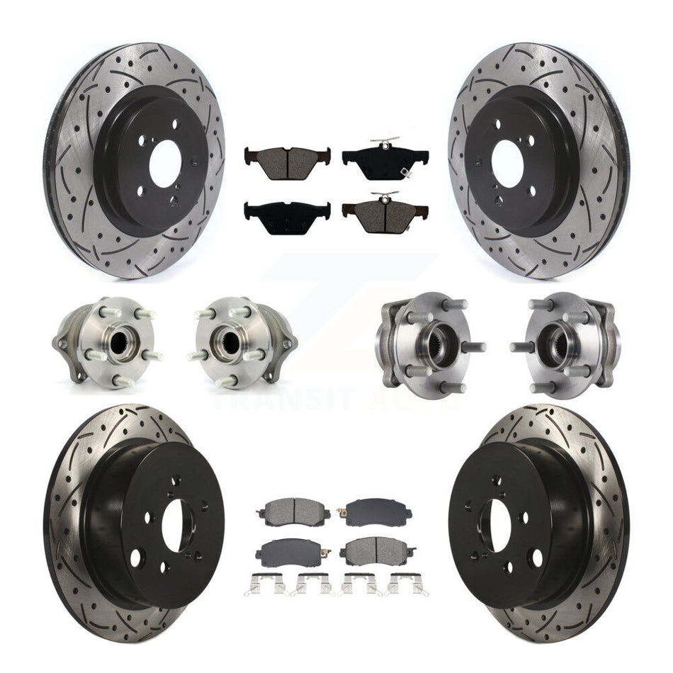 Front Rear Hub Bearings Coated Disc Brake Rotors And Pads Kit (10Pc) For Subaru Crosstrek KBB-128885