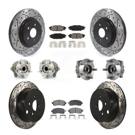 Front Rear Hub Bearings Coated Disc Brake Rotors And Pads Kit (10Pc) For Subaru Crosstrek KBB-128887