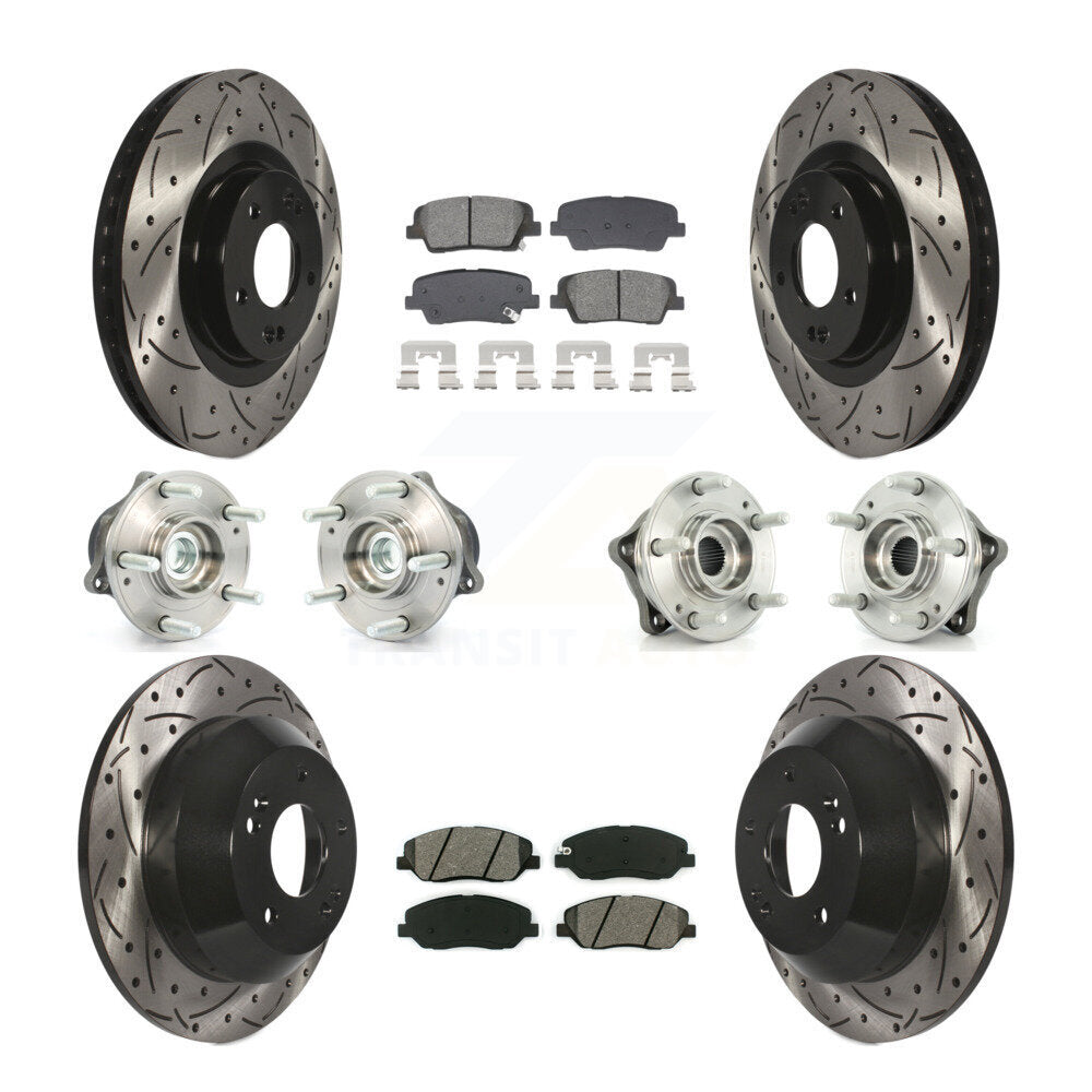 Front Rear Hub Bearing Coated Disc Brake Rotor And Pad Kit (10Pc) For Hyundai Santa Fe XL KBB-128893