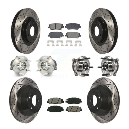 Front Rear Hub Bearing Coated Disc Brake Rotor And Pad Kit (10Pc) For Hyundai Santa Fe XL KBB-128895