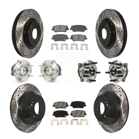 Front Rear Hub Bearing Coated Disc Brake Rotor Pads Kit (10Pc) For Hyundai Santa Fe Sport KBB-128900