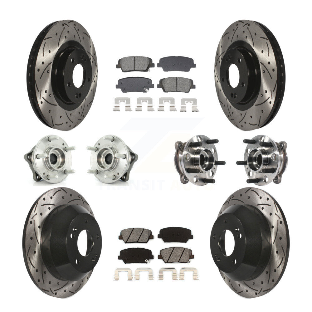Front Rear Hub Bearing Coated Disc Brake Rotor Pads Kit (10Pc) For Hyundai Santa Fe Sport KBB-128901