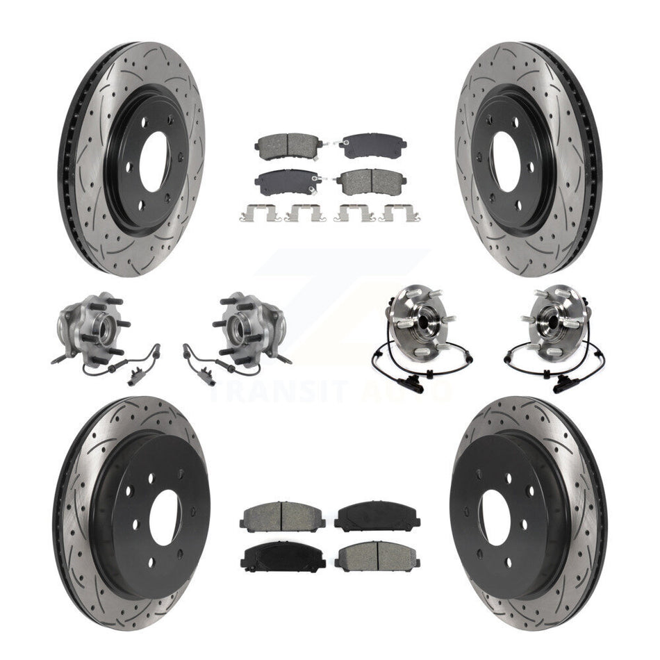 Front Rear Hub Bearing Coated Brake Rotor Pads Kit (10Pc) For INFINITI QX80 Nissan Armada KBB-128902