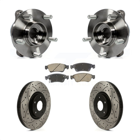 Front Hub Bearing Assembly Coated Drilled Slot Brake Rotor & Pad Kit For INFINITI G35 Q60 KBB-128930