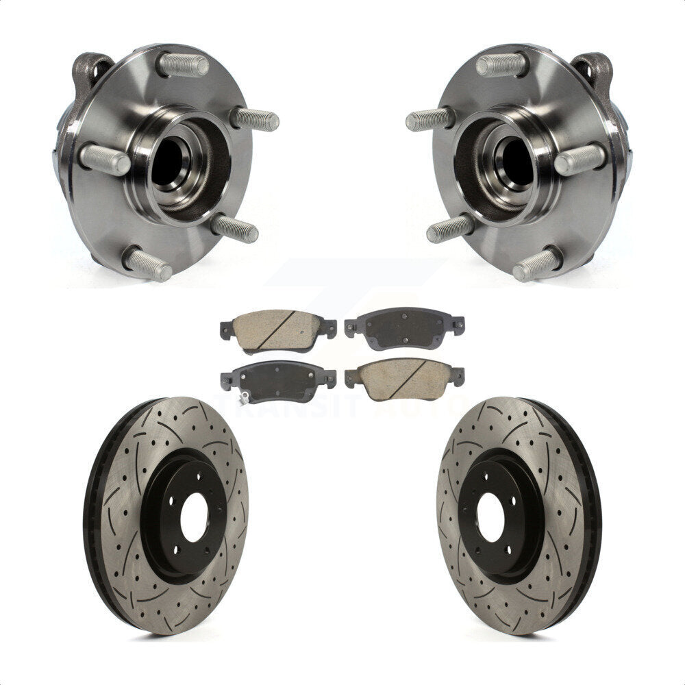 Front Hub Bearing Assembly Coated Drill Slot Brake Rotor Pad Kit For INFINITI G37 G35 Q60 KBB-128931