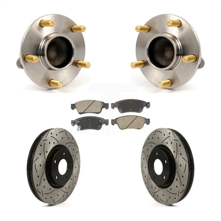 Front Hub Bearing Assembly Coated Drilled Slotted Brake Rotor & Pads Kit For INFINITI G35 KBB-128939