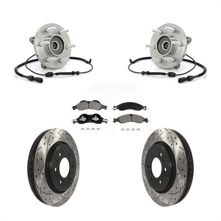 Front Hub Bearing Drilled Slot Brake Rotor Pads Kit For Ford Expedition Lincoln Navigator KBB-128941