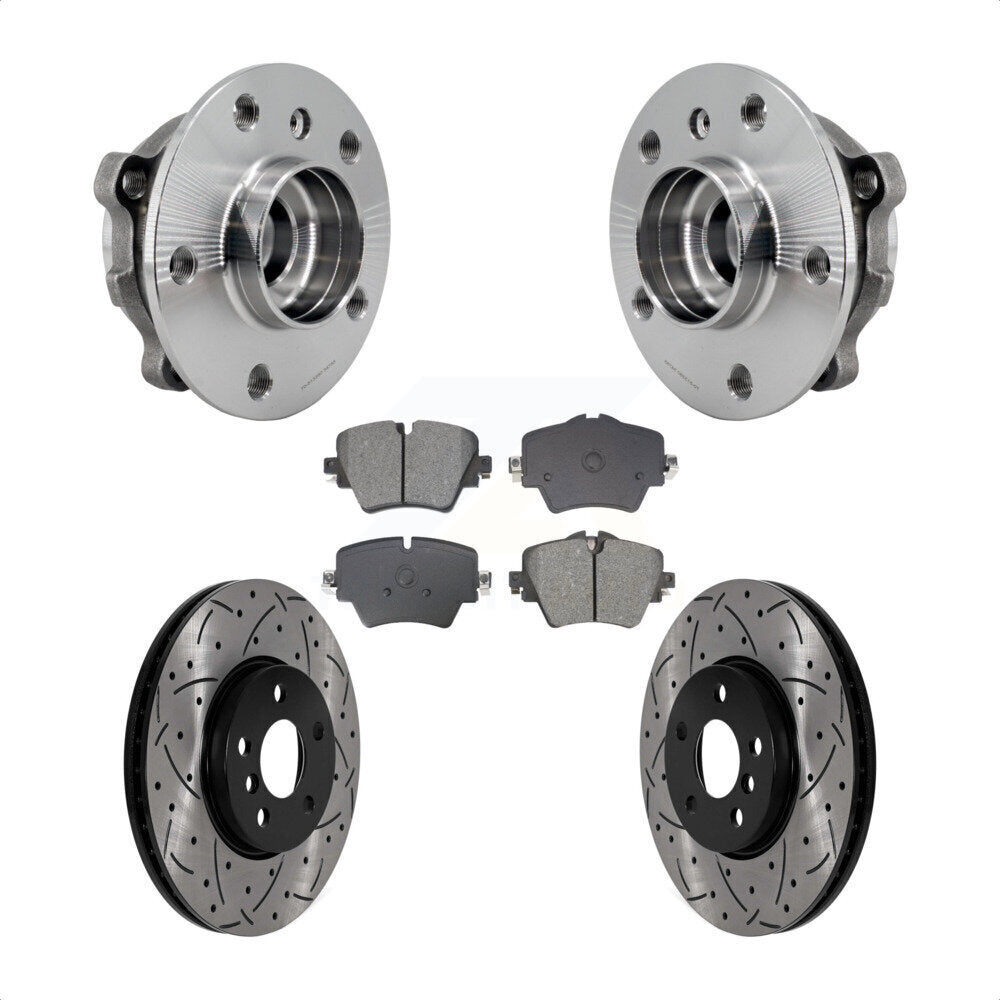 Front Hub Bearing Coat Drill Slot Brake Rotor Pads Kit For Mini Cooper Countryman Clubman KBB-128944
