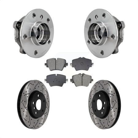 Front Hub Bearing Coat Drill Slot Brake Rotor Pads Kit For Mini Cooper Countryman Clubman KBB-128944