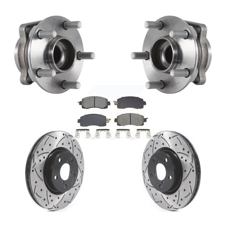 Front Hub Bearing Assembly Coated Drilled Slotted Brake Rotor Pads Kit For Subaru Impreza KBB-128953