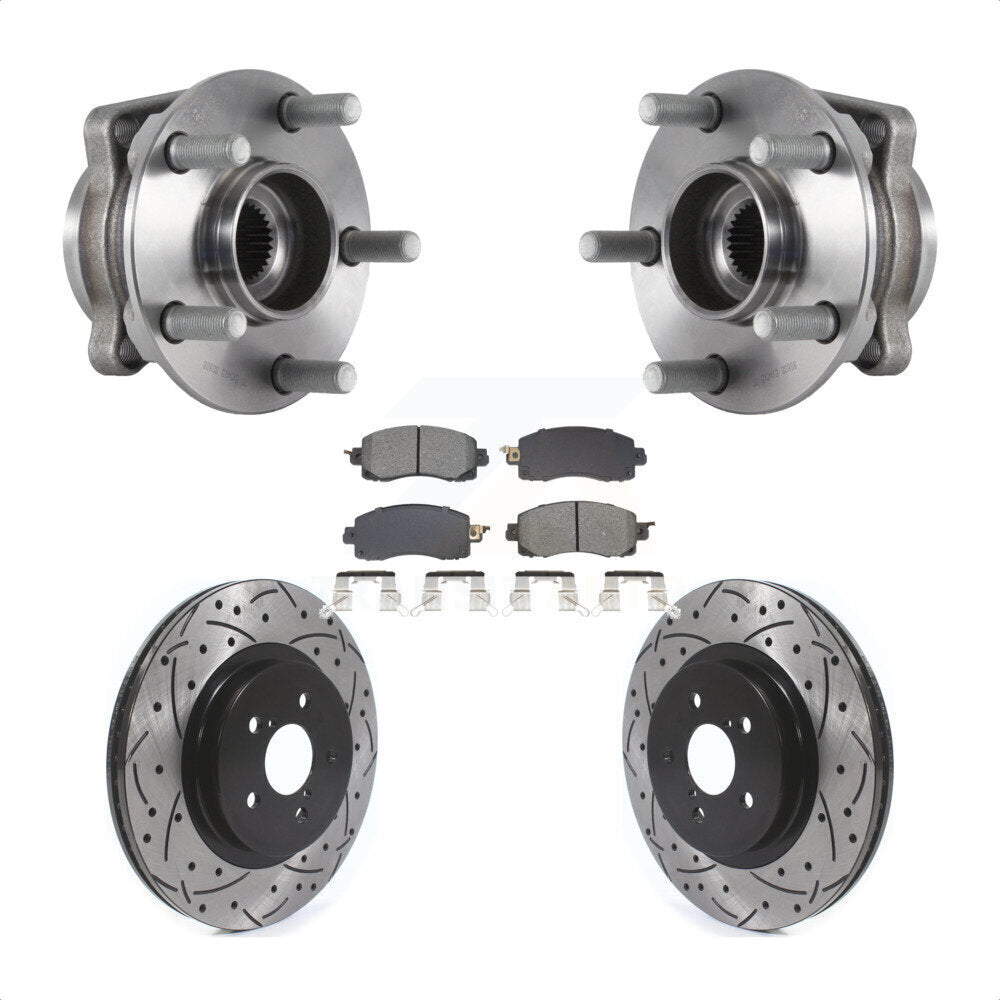 Front Hub Bearing Assembly Drilled Slot Brake Rotor Pads Kit For Subaru Crosstrek Impreza KBB-128954