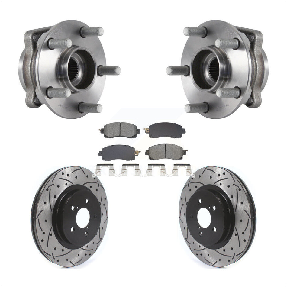 Front Hub Bearing Assembly Drilled Slot Brake Rotor Pads Kit For Subaru Crosstrek Impreza KBB-128954