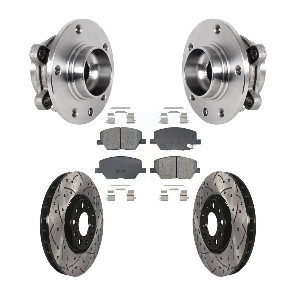 Front Hub Bearing Coat Drill Slot Brake Rotor Pad Kit For Jeep Compass Renegade Fiat 500X KBB-128956