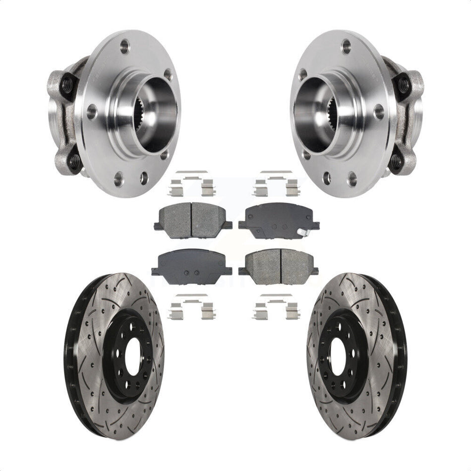 Front Hub Bearing Coat Drill Slot Brake Rotor Pad Kit For Jeep Compass Renegade Fiat 500X KBB-128956