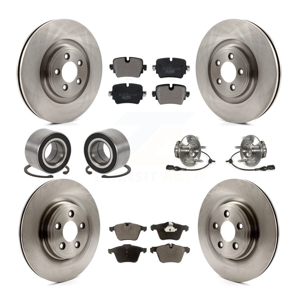 Front Rear Hub Bearings Disc Brake Rotors And Ceramic Pads Shoes Kit (10Pc) For Jaguar XJ KBB-128962