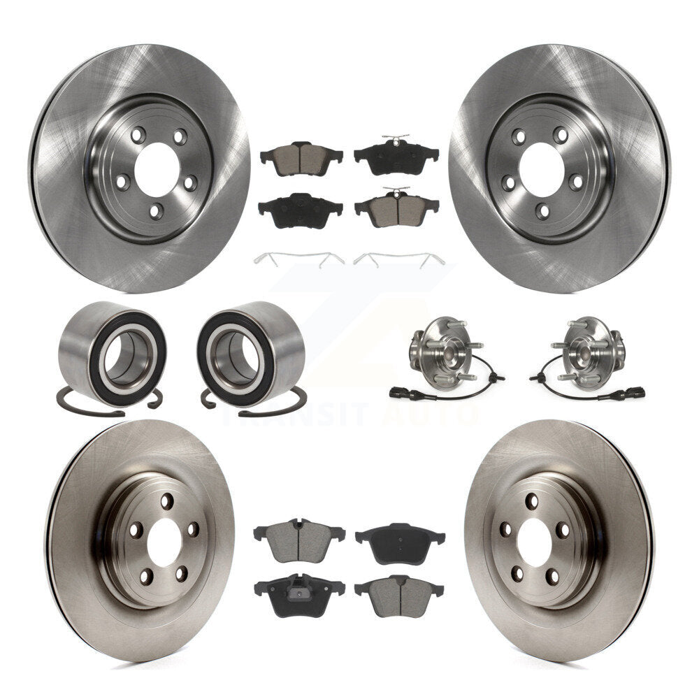 Front Rear Hub Bearings Disc Brake Rotors And Ceramic Pads Shoes Kit (10Pc) For Jaguar XF KBB-128973