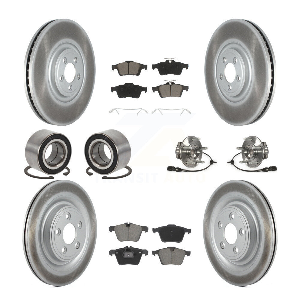 Front Rear Hub Bearings Coated Disc Brake Rotors And Pads Shoes Kit (10Pc) For Jaguar XF KBB-128981