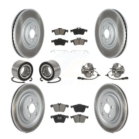 Front Rear Hub Bearings Coated Disc Brake Rotors And Pads Shoes Kit (10Pc) For Jaguar XF KBB-128981