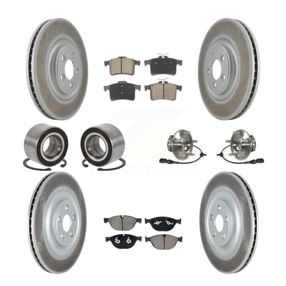 Front Rear Hub Bearings Coated Disc Brake Rotors And Pads Shoes Kit (10Pc) For Jaguar XF KBB-128983