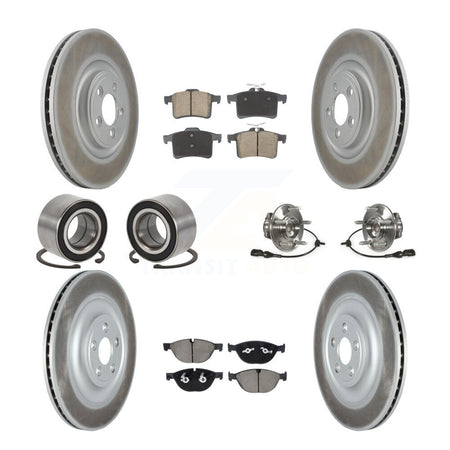 Front Rear Hub Bearings Coated Disc Brake Rotors And Pads Shoes Kit (10Pc) For Jaguar XF KBB-128983
