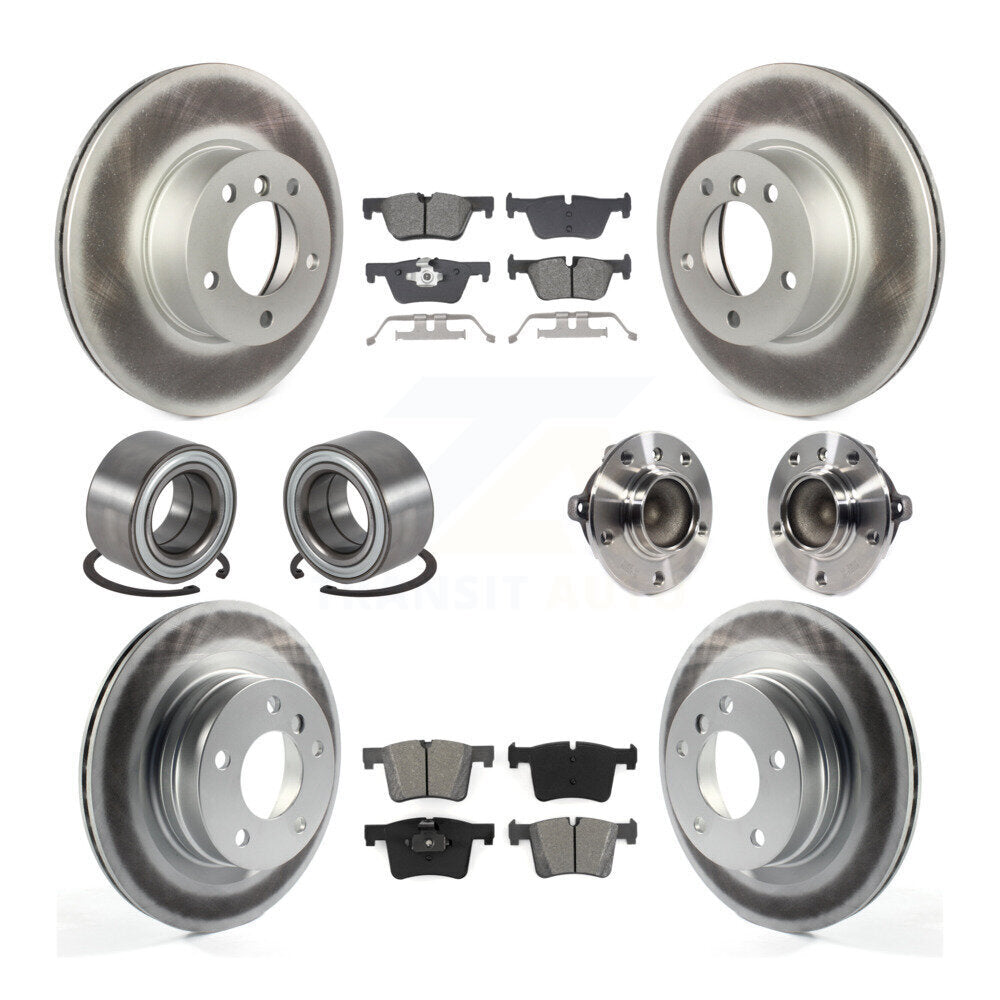 Front Rear Hub Bearing Coated Disc Brake Rotor And Pads Shoe Kit (10Pc) For BMW 320i 328d KBB-129026