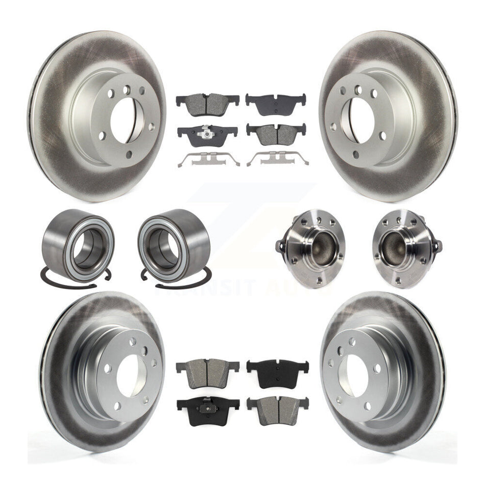 Front Rear Hub Bearing Coated Disc Brake Rotor And Pads Shoe Kit (10Pc) For BMW 320i 328d KBB-129026