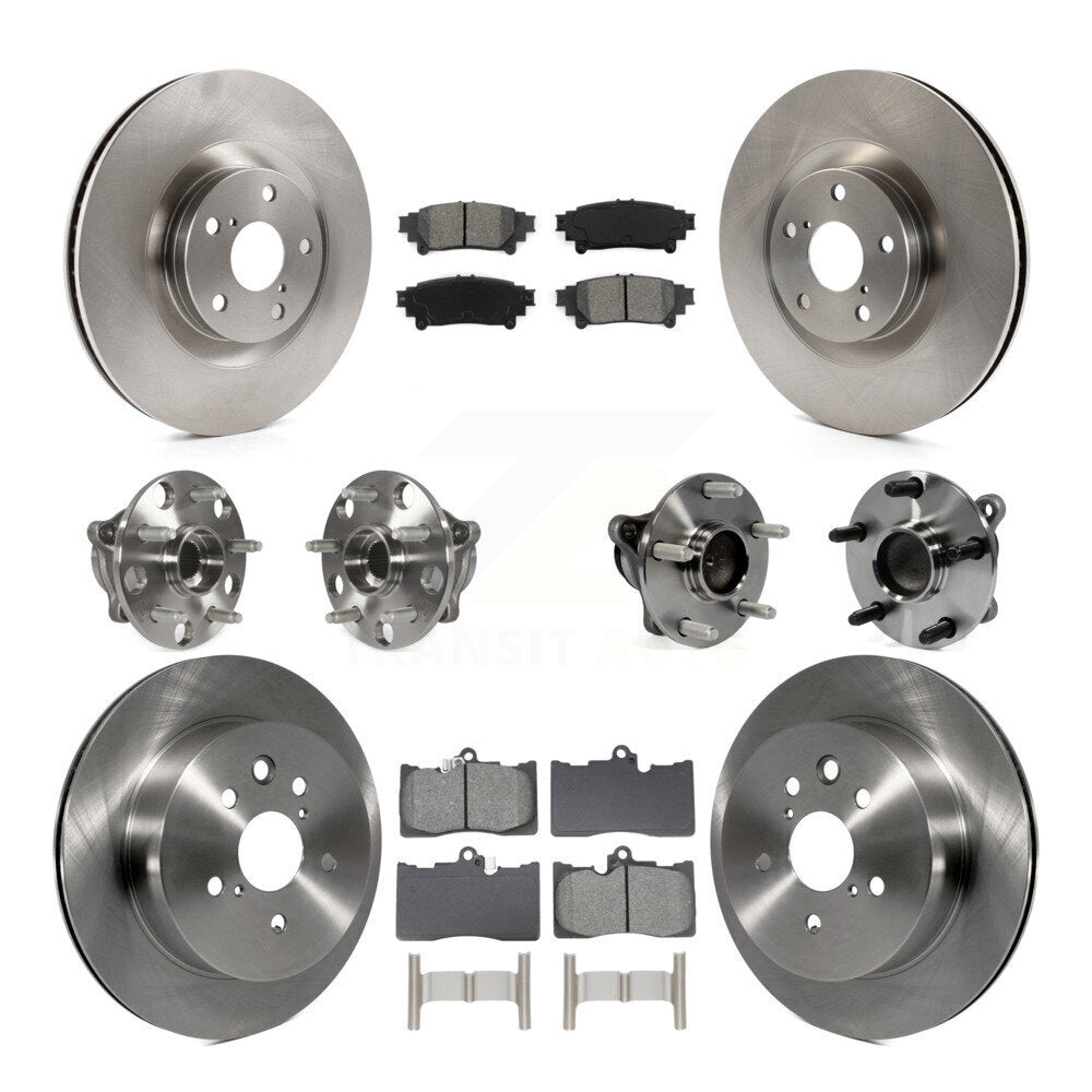 Front Rear Hub Bearing Brake Rotor & Pad Kit (10Pc) For 2014-2015 Lexus IS350 C F Sport KBB-129065