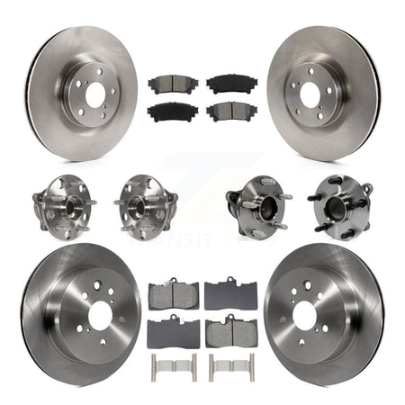 Front Rear Hub Bearing Brake Rotor & Pad Kit (10Pc) For 2014-2015 Lexus IS350 C F Sport KBB-129065