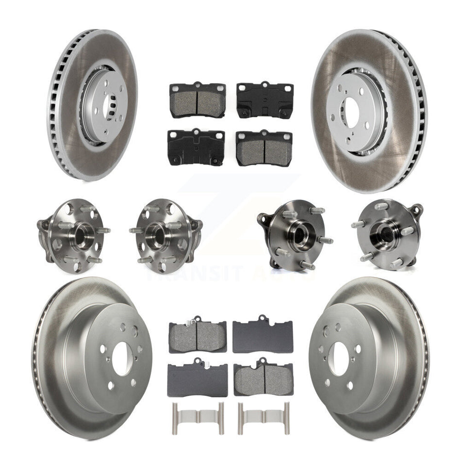 Front Rear Hub Bearings Coated Disc Brake Rotors And Pads Kit (10Pc) For Lexus IS350 KBB-129082