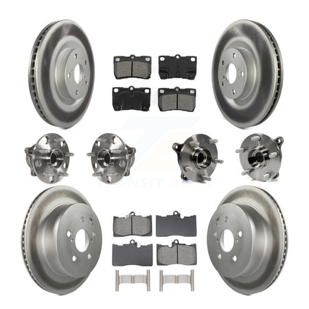 Front Rear Hub Bearing Coated Disc Brake Rotors And Pads Kit (10Pc) For Lexus GS350 IS350 KBB-129083