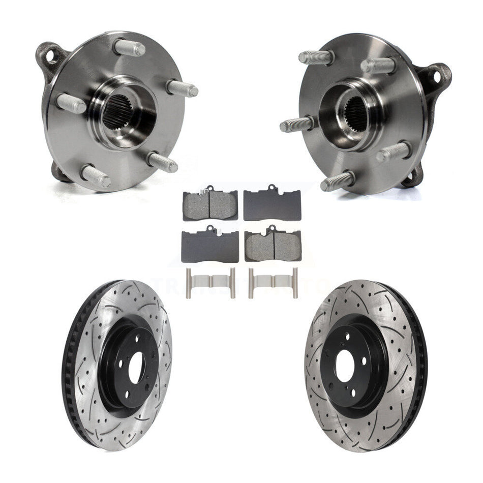 Front Hub Bearing Drill Slot Brake Rotor Pads Kit (5Pc) For Lexus IS300 IS350 GS350 RC350 KBB-129092