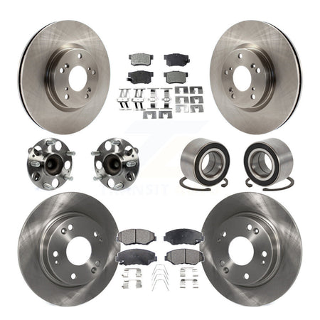 Front Rear Hub Bearings Disc Brake Rotors And Pads Kit (10Pc) For Honda Civic Acura ILX KBB-129103