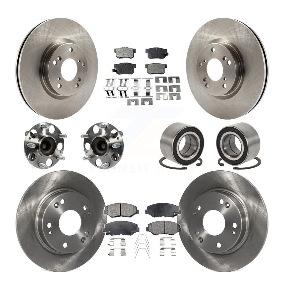 Front Rear Hub Bearings Disc Brake Rotors And Pads Kit (10Pc) For Honda Civic Acura ILX KBB-129110