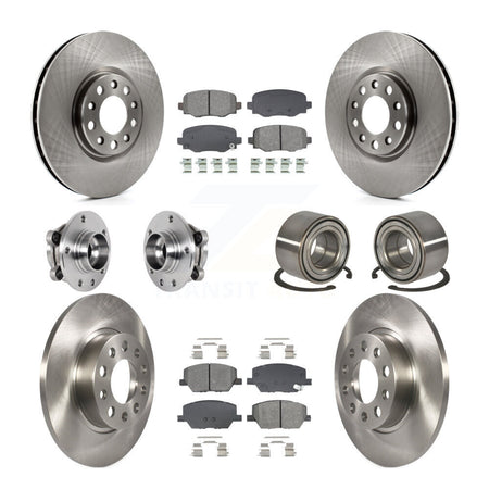 Front Rear Hub Bearings Disc Brake Rotors And Pads Kit (10Pc) For 2016-2018 Fiat 500X AWD KBB-129123