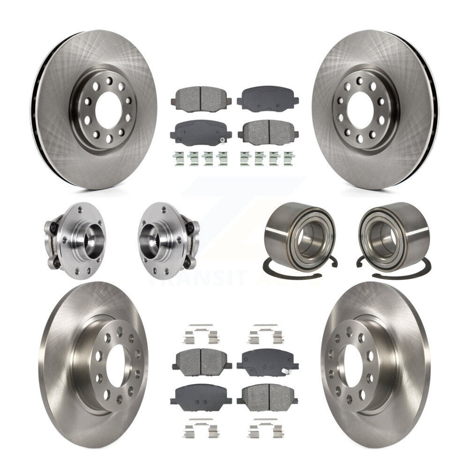 Front Rear Hub Bearings Disc Brake Rotors And Pads Kit (10Pc) For 2016-2018 Fiat 500X AWD KBB-129123