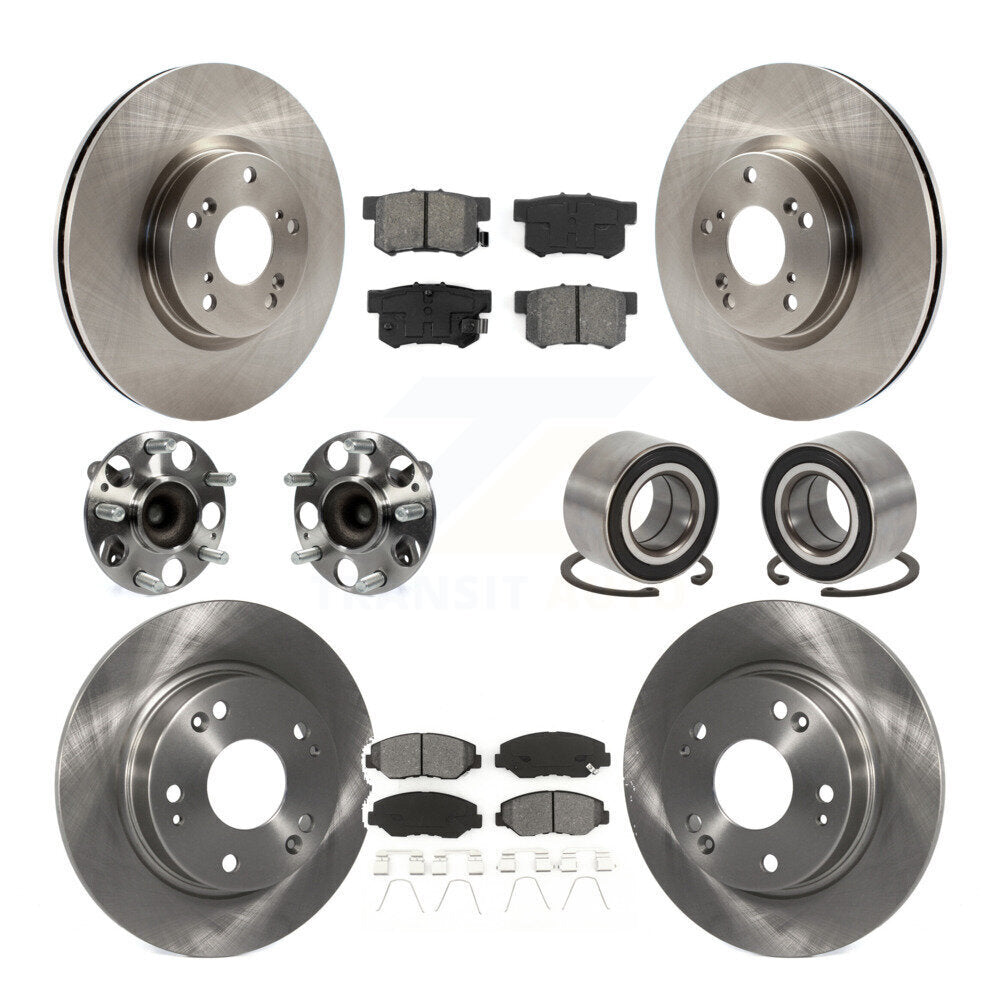 Front Rear Hub Bearings Disc Brake Rotors And Pads Kit (10Pc) For Honda Civic Acura ILX KBB-129125