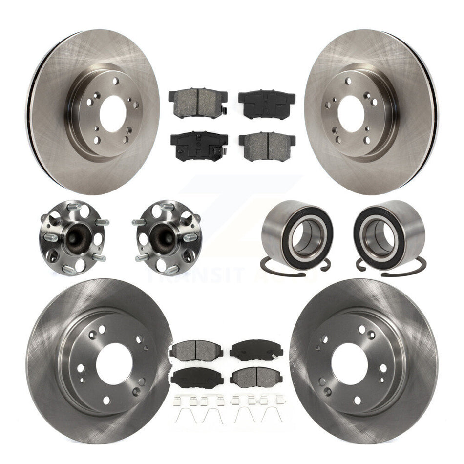 Front Rear Hub Bearings Disc Brake Rotors And Pads Kit (10Pc) For Honda Civic Acura ILX KBB-129125