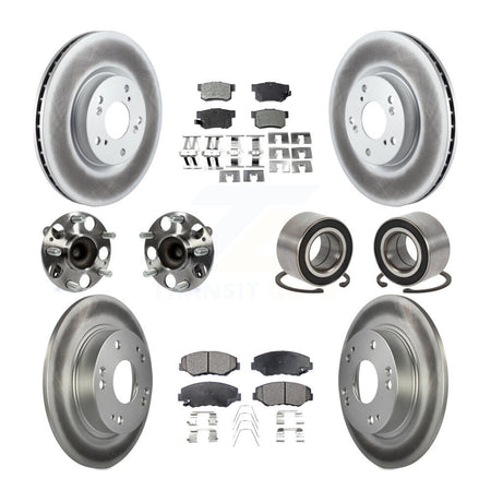 Front Rear Hub Bearing Coated Disc Brake Rotor & Pad Kit (10Pc) For Honda Civic Acura ILX KBB-129130