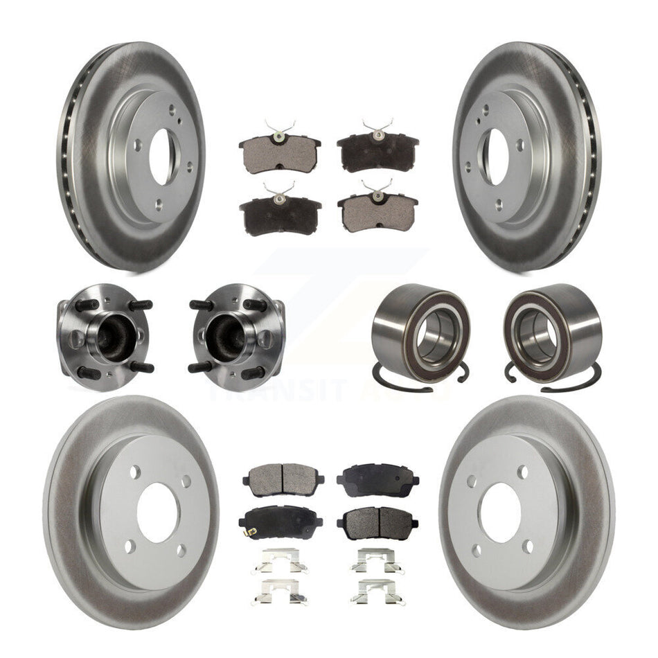 Front Rear Hub Bearing Coated Disc Brake Rotor And Ceramic Pad Kit (10Pc) For Ford Fiesta KBB-129136
