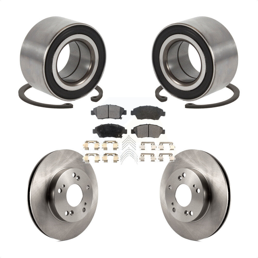 Front Wheel Bearing Disc Brake Rotors And Ceramic Pads Kit For 2015 Acura ILX 1.5L KBB-129140