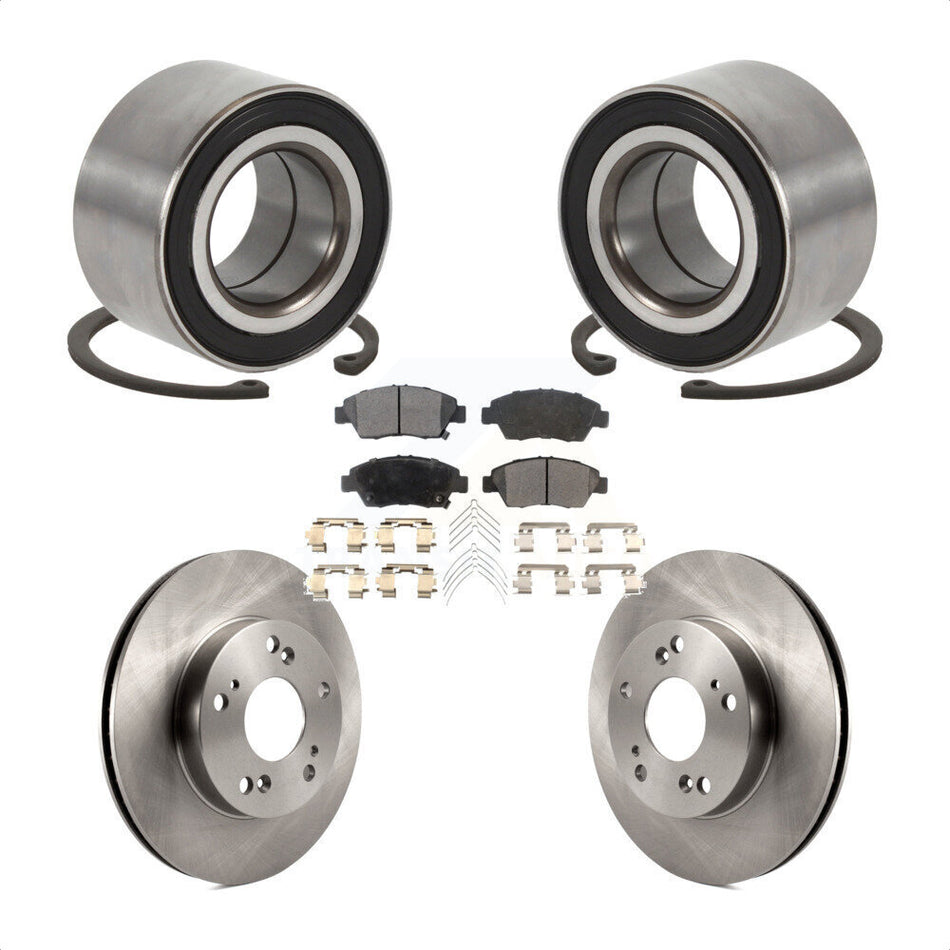 Front Wheel Bearing Disc Brake Rotors And Ceramic Pads Kit For 2015 Acura ILX 1.5L KBB-129140
