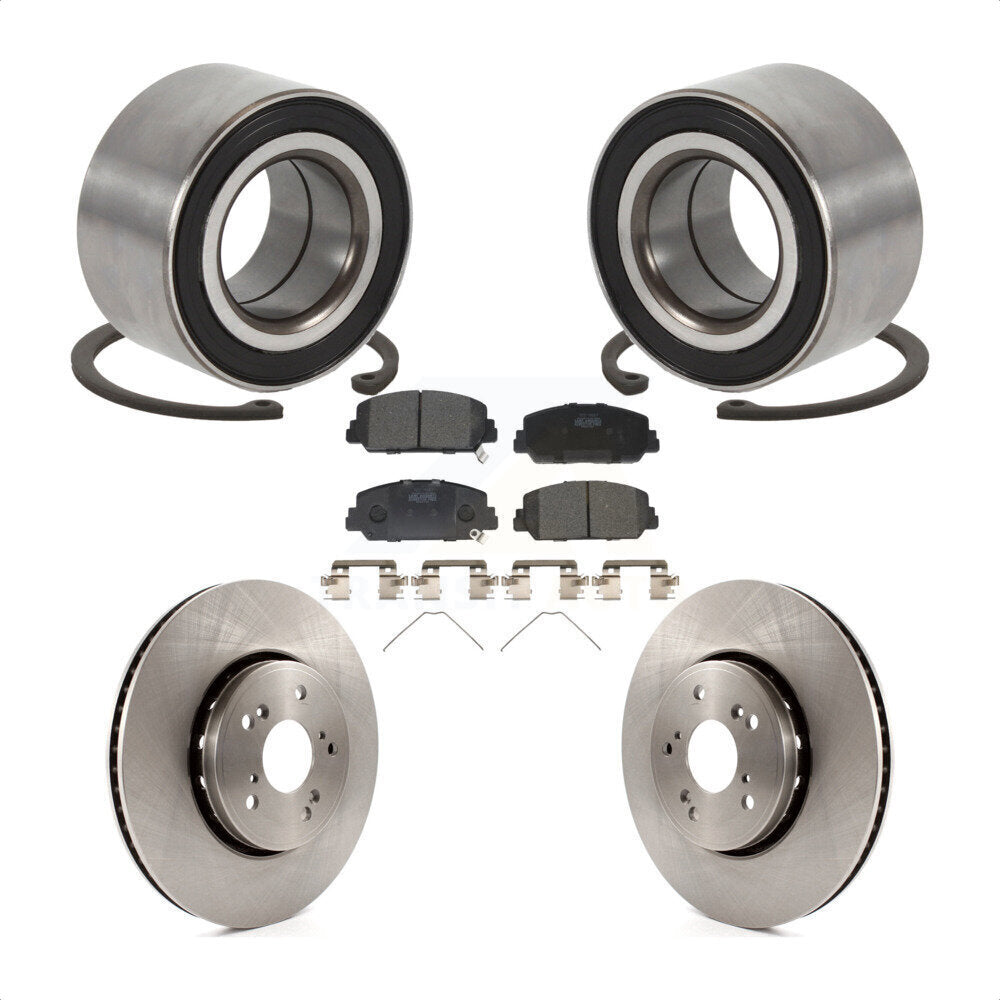 Front Wheel Bearing Disc Brake Rotors And Ceramic Pads Kit For 2016 Acura ILX KBB-129141