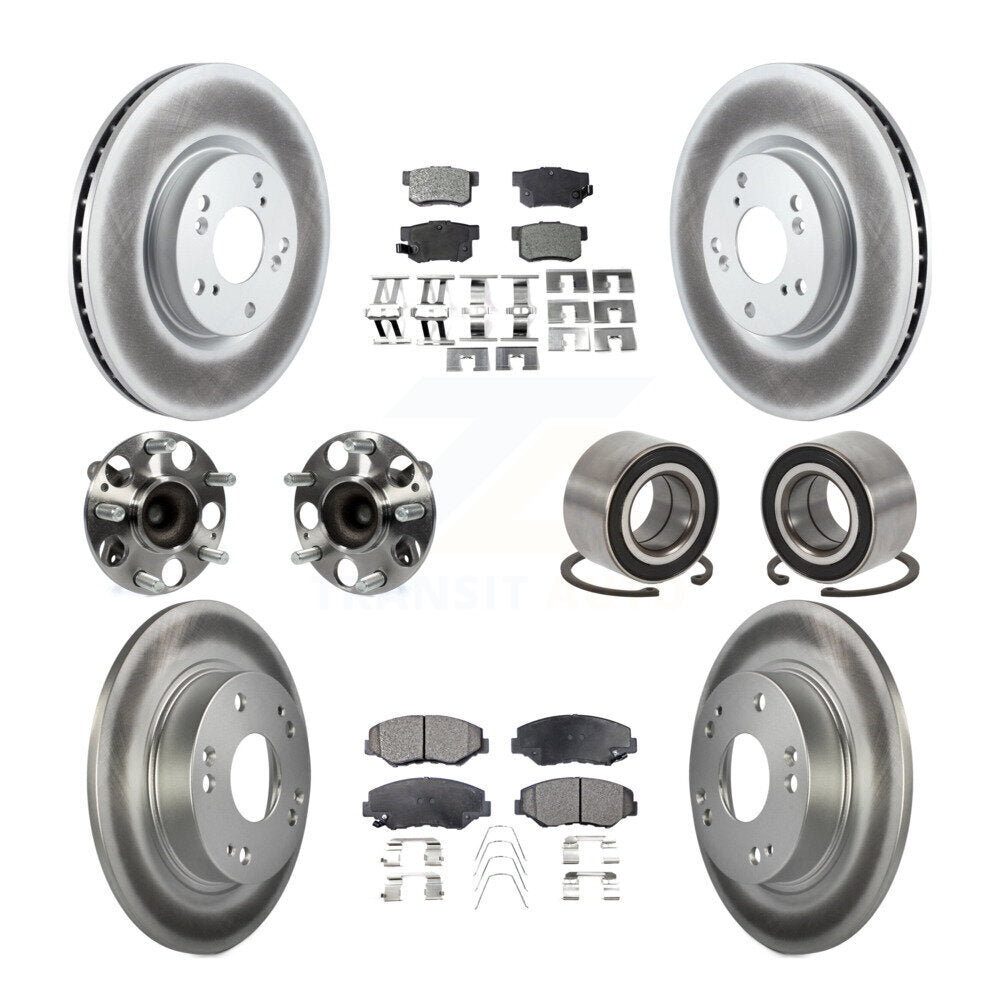 Front Rear Hub Bearing Coated Disc Brake Rotor & Pad Kit (10Pc) For Honda Civic Acura ILX KBB-129142