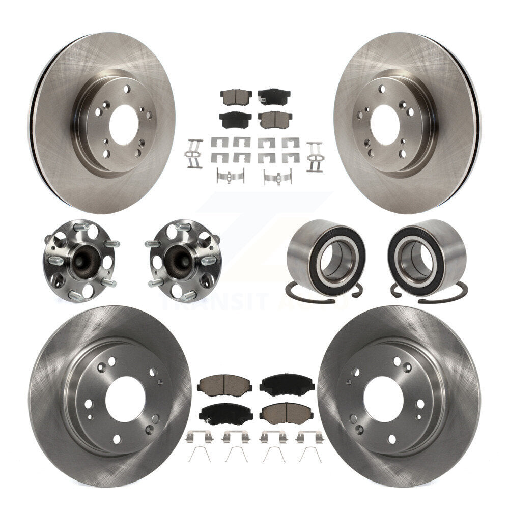 Front Rear Hub Bearings Disc Brake Rotors And Pads Kit (10Pc) For Honda Civic Acura ILX KBB-129148