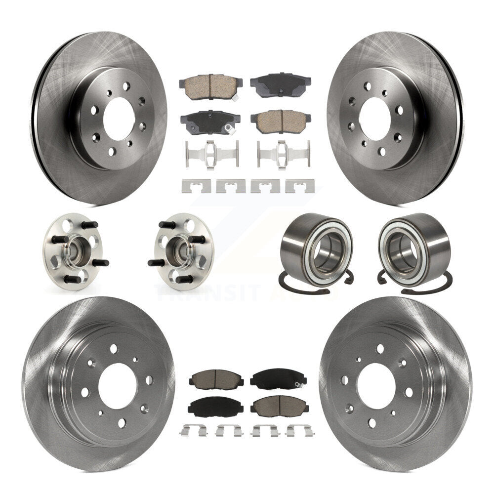 Front Rear Hub Bearing Disc Brake Rotor Pad Kit (10Pc) For 1997 Acura EL With 4 Wheel ABS KBB-129150