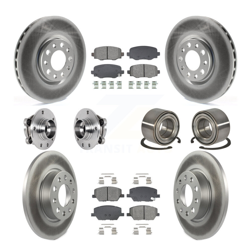 Front Rear Hub Bearing Coated Disc Brake Rotor Pad Kit (10Pc) For 2016-2018 Fiat 500X AWD KBB-129167
