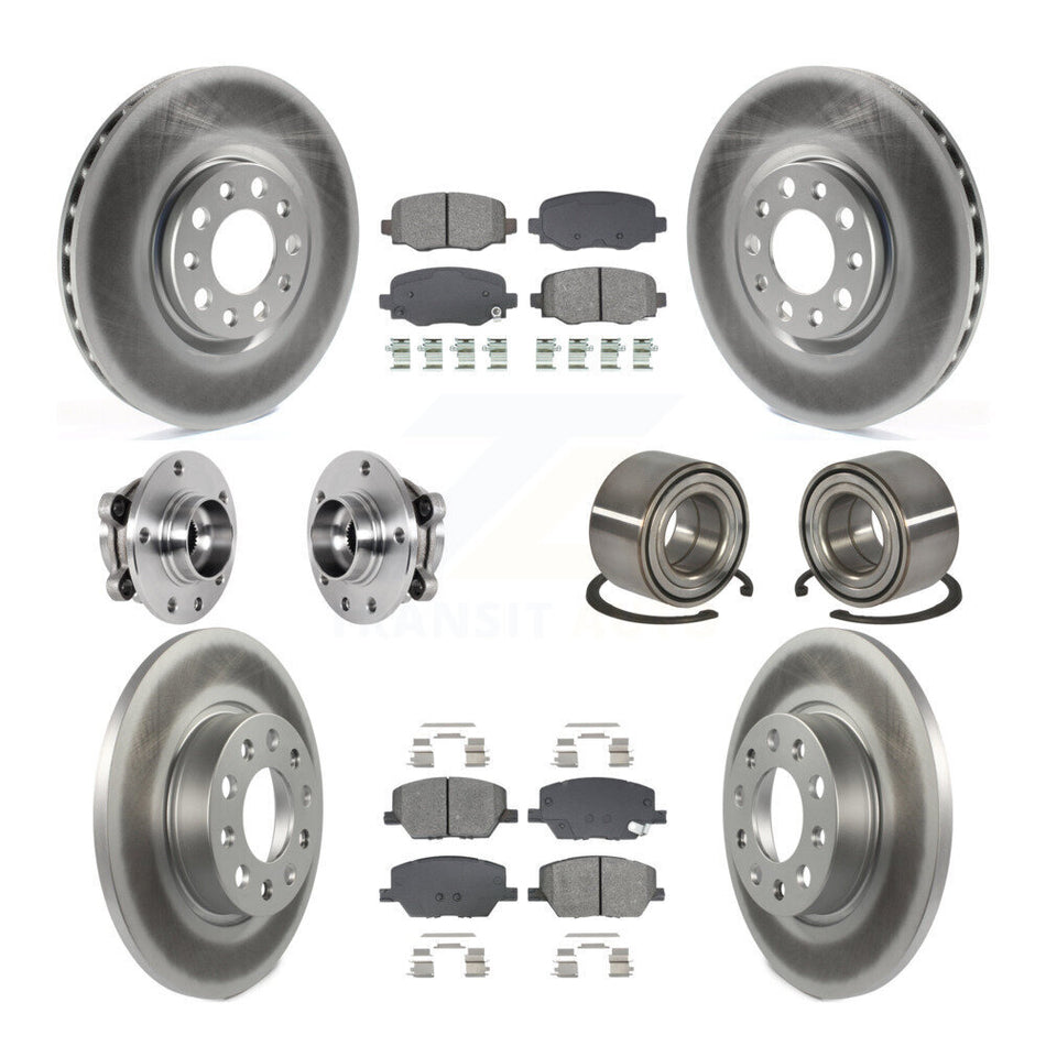 Front Rear Hub Bearing Coated Disc Brake Rotor Pad Kit (10Pc) For 2016-2018 Fiat 500X AWD KBB-129167